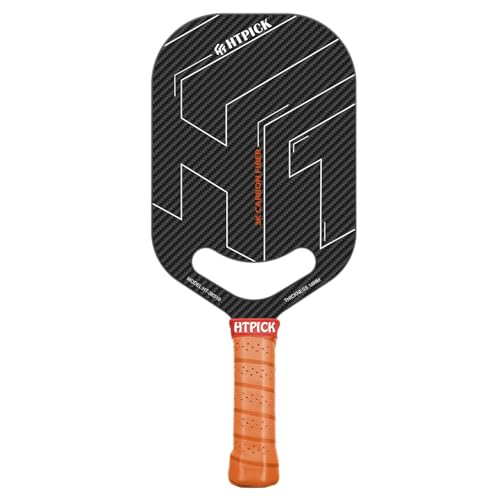 Pickleball Paddles, 3K Raw Carbon Fiber Pickleball Paddle with 14mm Thickness PP Honeycomb Core and Aero Throat, Designed for Unmatched Control and Added Power（Black）