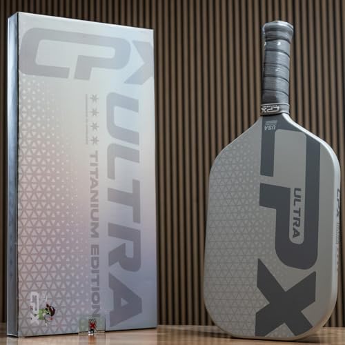 CPX Ultra Series Fiber-Reinforced Friction Surface Pickleball Paddle - 16mm Polypropylene Honeycomb Core, Lightweight for Speed (Titanium)