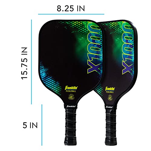 Franklin Sports Pickleball Paddle - X-1000 Polypropylene Core Racket - Official USA Pickleball (USAPA) Approved Paddle - Lightweight Pro Racket - Green - 8mm Thick Core