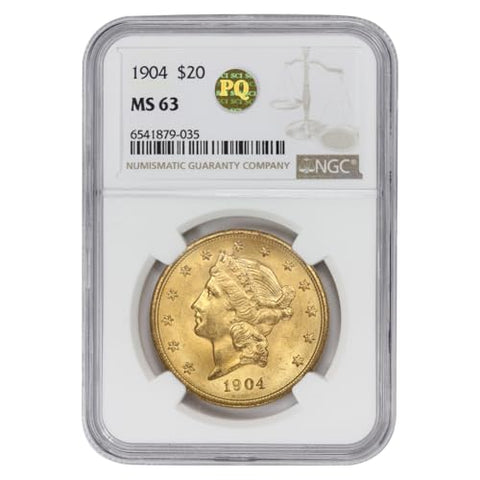 1904 American Gold Liberty Head MS-63 PQ Approved $20 NGC MS63