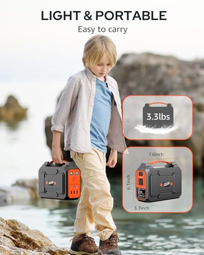 Solar Powered Generator 200W Peak/100W Rated, Portable Solar Generator Power Station with Solar Panels 40W Included, 146Wh Solar Power Bank with AC Outlet 110V for Home Use Camping Outdoor Adventure