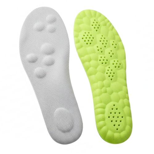 4D Pickleball Insoles for Men & Women - Memory Foam Soles Cloud Shoe Inserts - Trim to Fit Steppers Insoles for Foot Pain Fatigue Relief (Green, L)