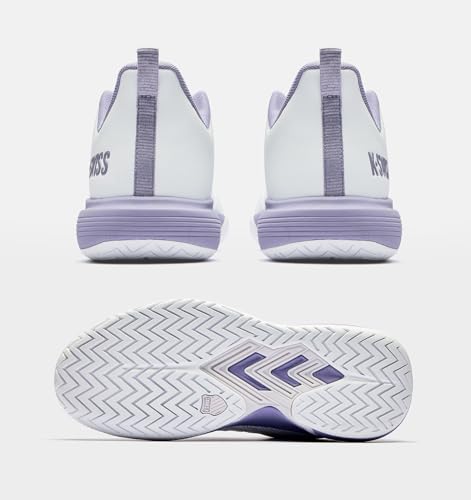 K-Swiss Women's Ultrashot Light Pickleball Tennis Shoe - Lightweight Court Shoes Lateral Movement Stable Support, White/Purple 8 M