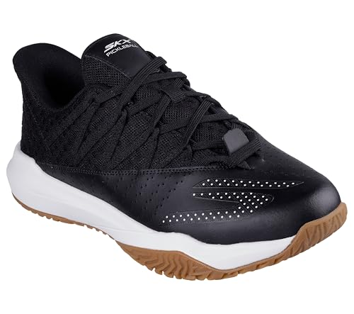Skechers Men's Viper Court Rally Pickleball Sneaker, Black/White, 10