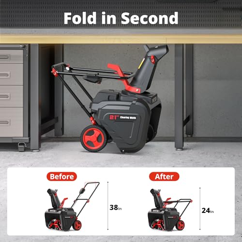 AMERISUN 21" Corded Snow Blower with LED Light, Electric Snow Blower with 15 Amp Motor, 2100 RPM, 30 ft Throwing Distance