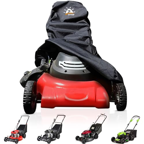 Zettum Push Lawn Mower Cover - Walk Behind Lawn Mower Covers Waterproof Heavy Duty, 600D Outdoor Push Mower Cover Universal with Storage Bag for Greenworks, EGO, Craftsman, Husqvarna, Honda and More