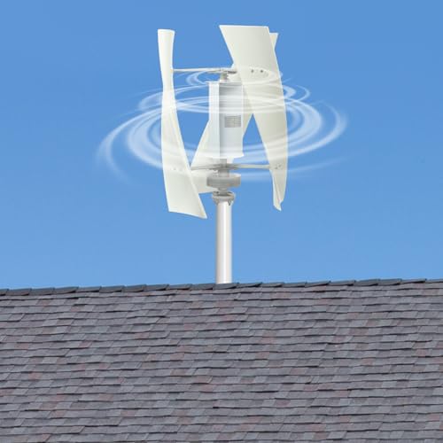 500W Vertical Axis Wind Turbine Generator, Permanent Magnet Generator with Intelligent Controller, Low Noise Helical Design Windmill for Home, Boats, Street Lighting (12V,500W,Style 3, White)
