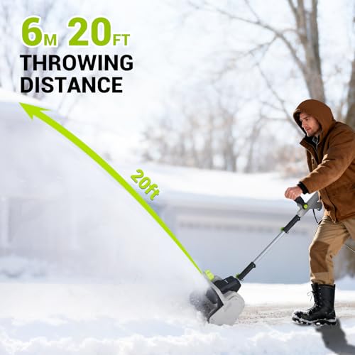 14-Inch Corded Electric Snow Blower, 1500w High-Power Snow Blower, 3500rpm Speed, 20-Foot Snow Throwing Distance with Adjustable Chute and 12A Brushed Motor, Suitable for Yards, Driveways, Sidewalk