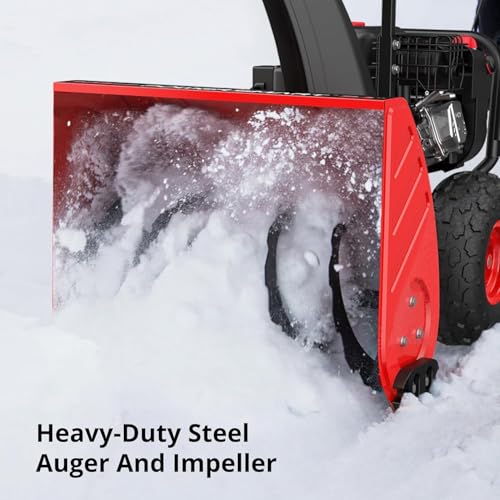 PowerSmart 24-Inch Self-Propelled Gas Snow Blower, Powered by B&S 208cc Engine, Electric Start, 13-Inch Snow Tires, Handle Warmer, Two-Stage Snow Blowers with LED Lights