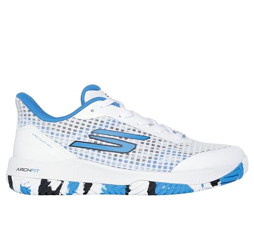 Skechers Women's Viper Court Pro Pickleball Sneaker, White/Blue, 8.5