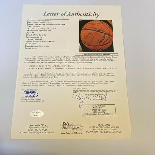 Michael Jordan 1997-98 Chicago Bulls Team Signed Basketball "The Last Dance" JSA - Autographed Basketballs