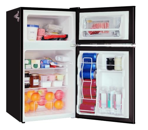 Frigidaire EFR840 Retro Mini Fridge with Freezer & Side Bottle Opener - Small 2 Door Refrigerator for Office Bar or College Dorm Room - 3.2 Cu Ft, Black