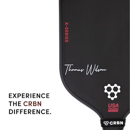 CRBN Pickleball - X Series Thomas Wilson Signature Edition Power Paddle - Carbon Fiber Pickleball Paddle with Foam Injected Edges for Expanded Sweet Spot (1X, 12mm)