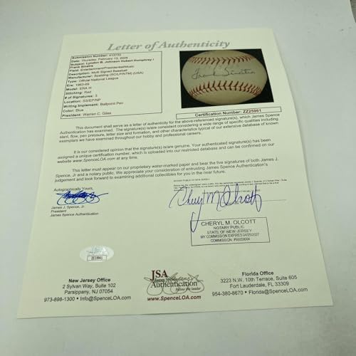 The Finest President Lyndon B. Johnson Signed National League Baseball JSA COA - Autographed Baseballs