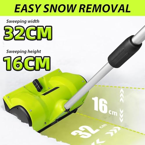 Brushless Cordless Snow Shovel, 13.5Inch Electric Snow Cleaning Robot with 4.0 Ah Battery and Charger, 25FT Throw Distance, Powerful Snow Blower for Pathways, Patios, Decks & Driveways (Green)