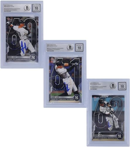 Aaron Judge New York Yankees Autographed 2022 Topps Now HR 60,61,62 Set #929,975,1012 Beckett Fanatics Witnessed Authenticated 10 Card - Baseball Slabbed Autographed Cards