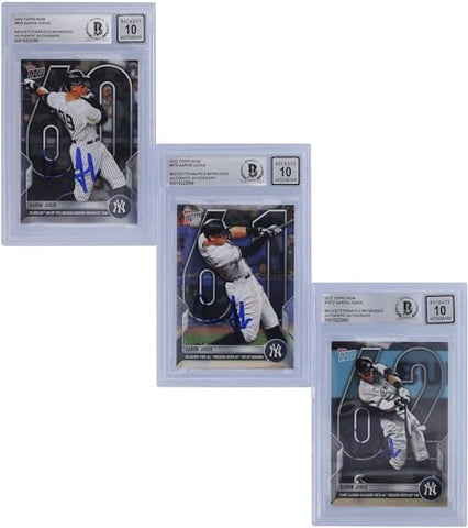 Aaron Judge New York Yankees Autographed 2022 Topps Now HR 60,61,62 Set #929,975,1012 Beckett Fanatics Witnessed Authenticated 10 Card - Baseball Slabbed Autographed Cards