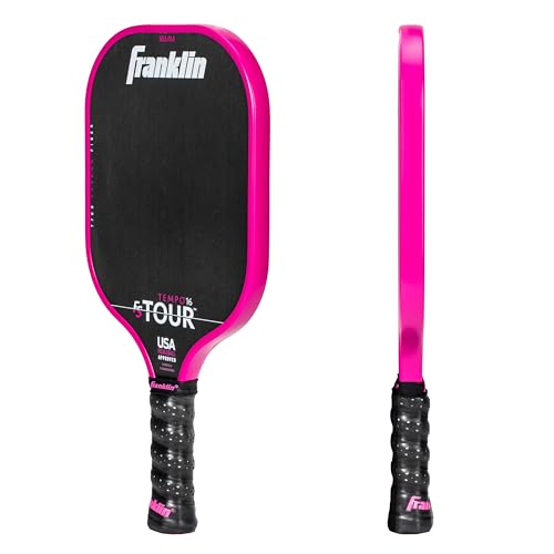 Franklin Sports Pro Pickleball Paddle Set - FS Tour Series Carbon Fiber Pickleball Paddle, Paddle Cover + Paddle Eraser - Official USA Pickleball (USAPA) Approved Paddle Set - Tempo 16mm Core - Pink