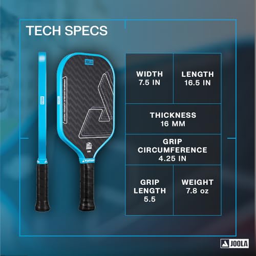 JOOLA Perseus Double Vision 16mm Pickleball Paddle - Signature Paddle Shape - Aramid Surface for Softer Responsive Touch - SK Film for Reduced Vibration - USAP Approved - NFC Chip Enabled
