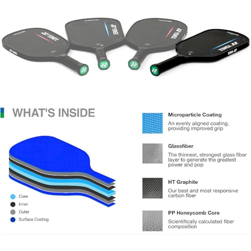 YONEX EZONE Plus Midweight Durable 7.4" Width Black Pickleball Paddle with 5" Grip | PP Honeycomb Core, Glassfiber, Microparticle Coating & Carbon Fiber | for Beginner-Intermediate