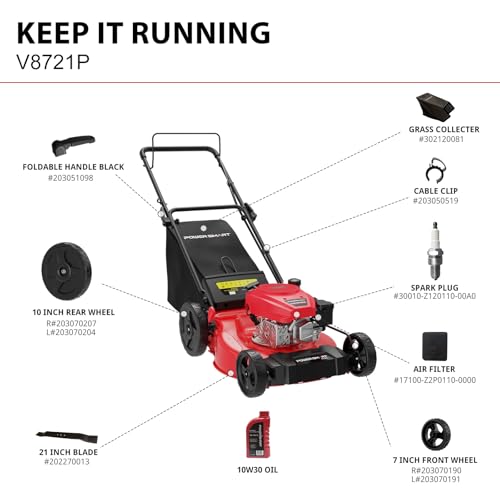 PowerSmart Gas Lawn Mower 21-Inch 144cc OHV Engine 2-in-1 Push Mower with Bagging