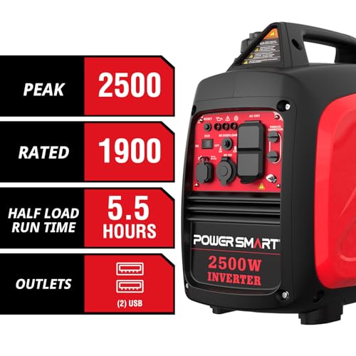 PowerSmart 2500-Watt Portable Inverter Generator with Quiet for Camping