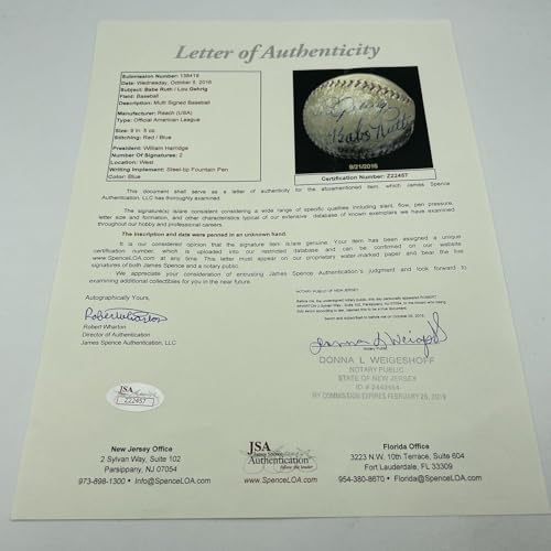 Stunning Babe Ruth & Lou Gehrig Signed American League Baseball PSA DNA & JSA - Autographed Baseballs