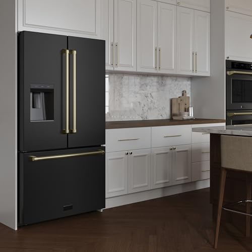 Z Line Kitchen and Bath ZLINE Autograph 36 in. Black Stainless Standard Refrigerator w/Bronze Handles (RSMZ-W-36-BS-CB)