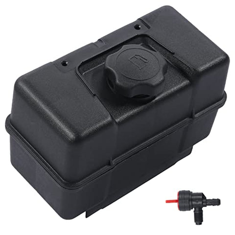Misakomo 691993 Fuel Tank - 4 Quart Plastic Gas Tank with Shut Off Valve and Cap - Fuel Gas Tank Compatible with Lawn and Garden Equipment Engines - Lawnmower Gas Tank for Remote Mounting