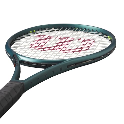 Wilson Blade 100 V9 Strung Performance Tennis Racket - Grip Size 2 - 4 1/4", Strung with Sensation 16 Natural at Mid Range Tension