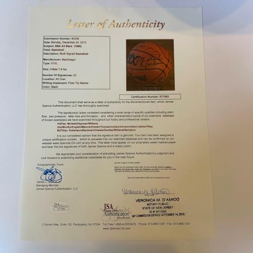Michael Jordan Rookie 1986 All Star Game Team Signed Basketball 22 Sigs JSA COA - Autographed Basketballs