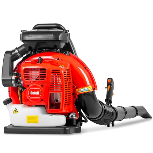 Getell Professional Gas Powered Backpack Leaf Blower – 2-Stroke High-Performance 63CC/665 CFM Blower System with Comfort Design for Complete Property Maintenance (GB657 PRO)