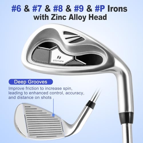 Tangkula 10 Pieces Men's Complete Golf Clubs Set Right Hand, Includes 460cc Alloy #1 Driver & #3 Fairway Wood & #4 Hybrid & #6/#7/#8/#9/#P Irons & Putter, Golf Club Set, Black