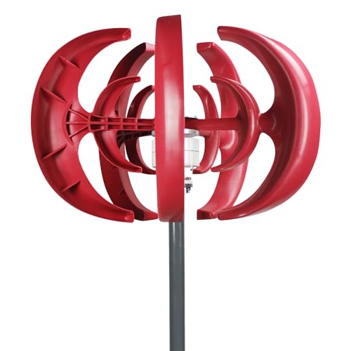 balurukt 4500W Wind Turbines Generator,12V 5-Blade Vertical Axis Wind Turbines Generator Kit,Electricity Producer Equipment Red,for Home Hybrids Streetlight Use, Fast Delivery from USA Red