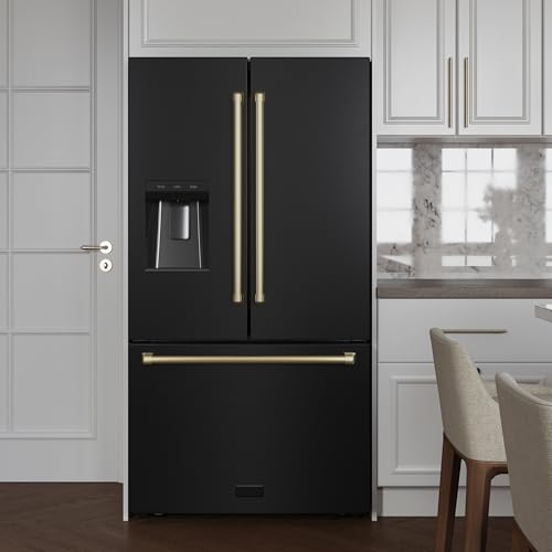 Z Line Kitchen and Bath ZLINE Autograph 36 in. Black Stainless Standard Refrigerator w/Bronze Handles (RSMZ-W-36-BS-CB)