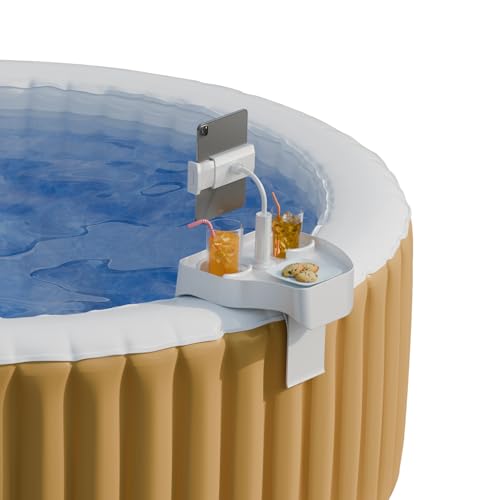 Spa Gift Set - Hot Tub Tray with Adjustable Phone Holder, Hot Tub Accessories, Perfect for Relaxation in Inflatable Hot Tub/Pool, Unique Gifts for Her, Women, Mom(Scented Candle & Card)