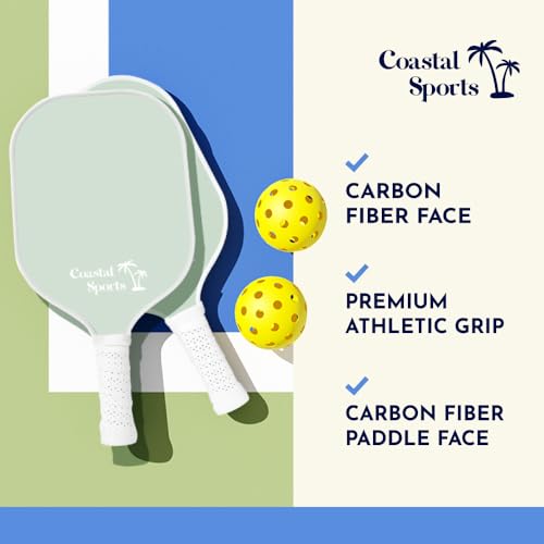 Coastal Sports Pickleball Paddle | Graphite Face & Honeycomb Polymer Core | Premium Grip | Lightweight (Seafoam Green)