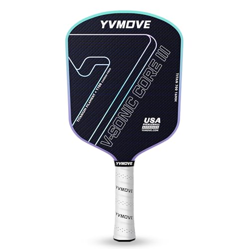 Pickleball Paddles for Advanced Players | Control & Power | Ti-Carbon Hybrid Face | V-Sonic III Kinetic Core 16MM | Large Sweet Spot | Mid-Weight | Extended Grip | USAPA (Purple)