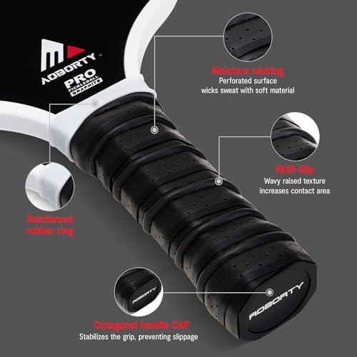 AOBORTY Pickleball Paddles 4 Pack - USAPA Light Graphite Premium Rackets Fiber Face & Polymer Honeycomb Core Pickleball Set with 6 Outdoor Indoor Balls Including Portable Carry Bag