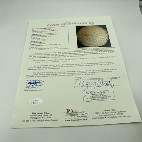 Babe Ruth & Lou Gehrig 1933 First All Star Game Signed Baseball JSA COA - Autographed Baseballs
