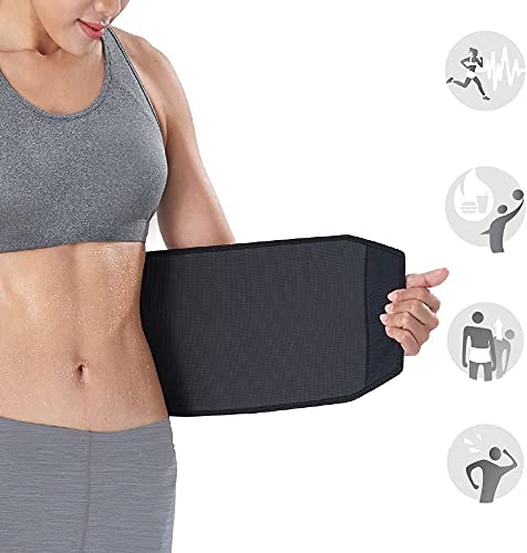 Bracoo Waist Trimmer Wrap,Sweat Sauna Slim Belly Belt for Men & Women-Abdominal Waist Trainer,Increased Core Stability, SE22 Black