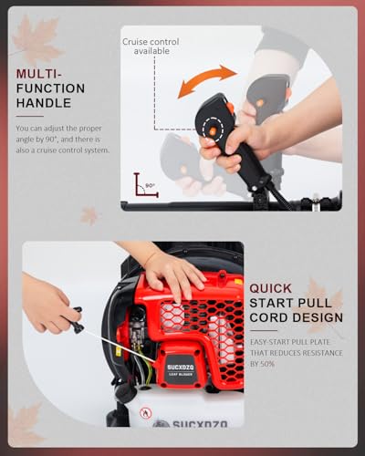 EIDOWA 63CC Gas Backpack Leaf Blower – 665 CFM, 205 MPH, Commercial-Grade Gas Blower for Landscaping, Snow Removal, and Heavy-Duty Yard Work – Lightweight, Quiet for Residential Areas (686 RPO)
