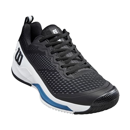 WILSON Rush Pro 4.5 Men's Tennis Shoe, Black/White/Ensign Blue, Size 9.5