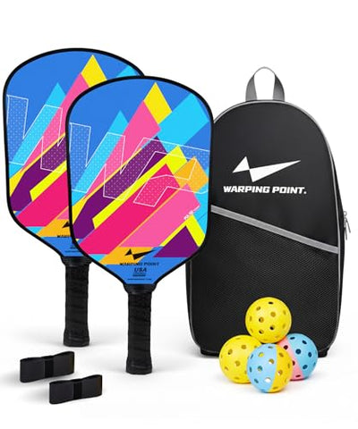 Pickleball Paddles Set of 2, Fiberglass Pickleball Set, Durable & Lightweight USAPA Approved Pickle Ball Rackets 2 Pack Pickleball Gifts for Women with Bag & Outdoor Balls for Men Beginner Kids Adults