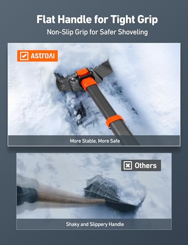 AstroAI 38.4" Folding Snow Shovel for Car, Extendable Snow Shovel with Thickened Aluminum Handle and Reinforced Iron Hinge, Portable and Multifunctional for Driveway, Cars, Camping and Mud, Grey