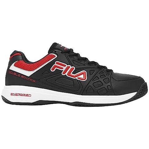 Fila mens Double Bounce 3 Pickleball Shoe, Black/Red/White, 10.5