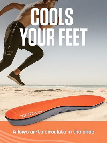 SOFSOLE ATHLETE Performance Men's Insoles - PU Foam & Gel Inserts - Heel-to-Toe Cushioning, Support, & Moisture Control, - Lightweight Comfort & Stability - Ideal for Runners, Walkers, Athletes