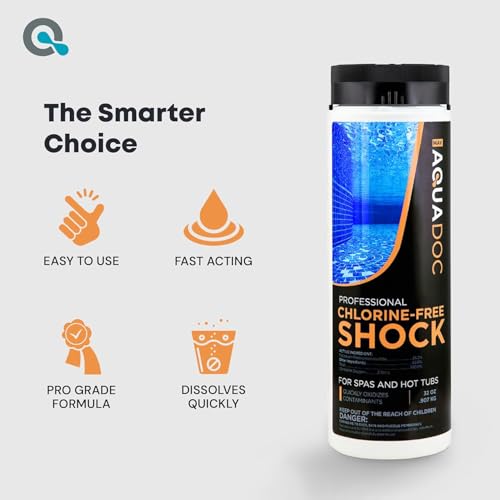 Aquadoc Non-Chlorine Spa Shock for Hot Tub - 32oz (2 Pack) - Chlorine Free Treatment & Enhanced Shock to Assist Bromine - Made in USA