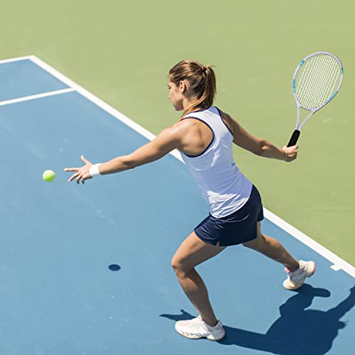 Tennis Rackets 2 Players Recreational for Adult,Lightweight Tennis Racquets for Beginner Student Training,Tennis Racket Set with Carrying Cover Bag,Grip Tapes,Tennis Balls (White/Blue -2 Rackets Set)