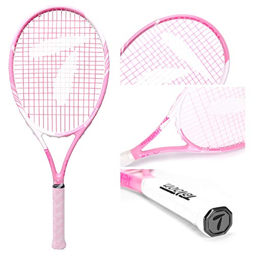 Teloon Tennis Rackets for Adults 2 pcs Recreational -27 inch Tennis Racquet for Men and Women College Students Beginner Tennis Racket.… (Black-Pink)